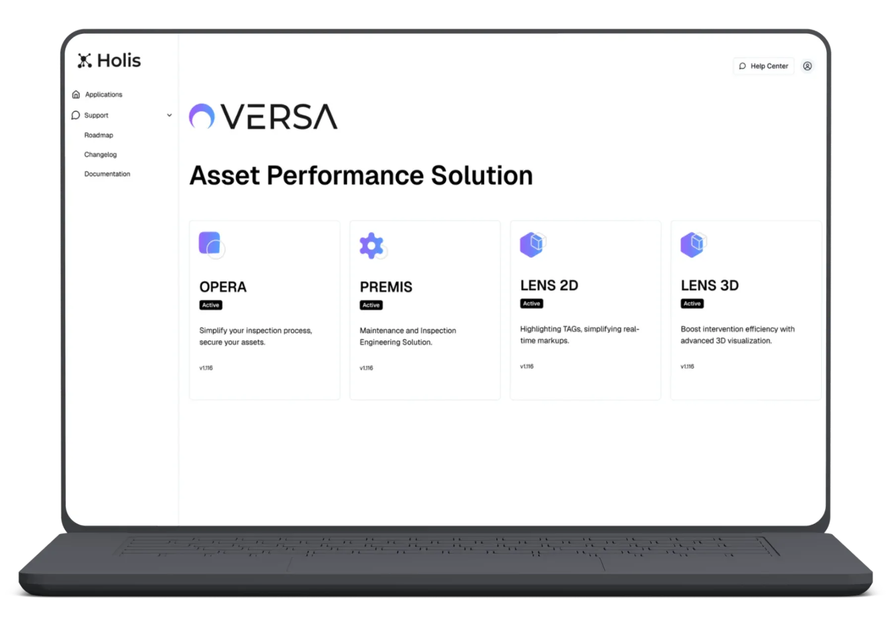 Versa Suite application on laptop